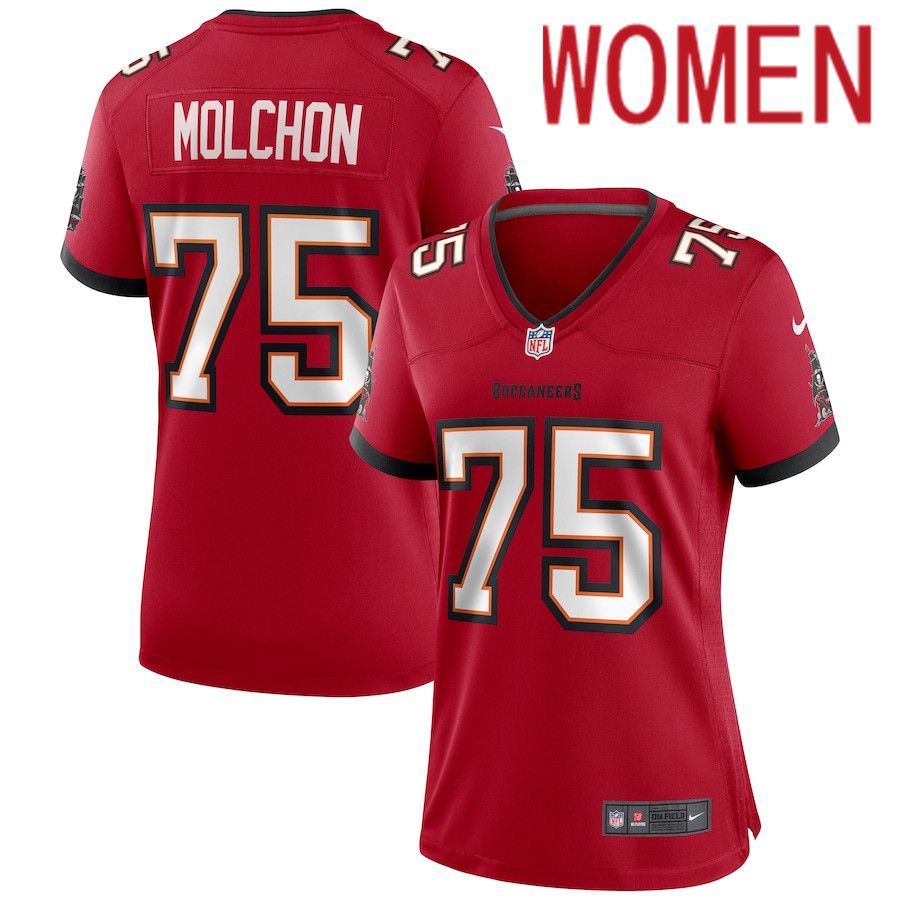 Women Tampa Bay Buccaneers #75 John Molchon Nike Red Game NFL Jersey